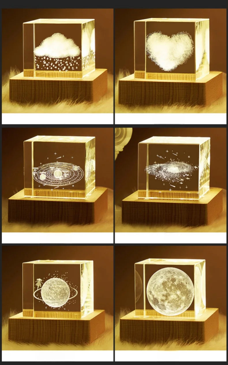 Luminária Cristal 3D – Universo em Cubo