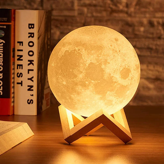 Luminária Lua Realista 3D – Atmosfera Aconchegante com Estilo