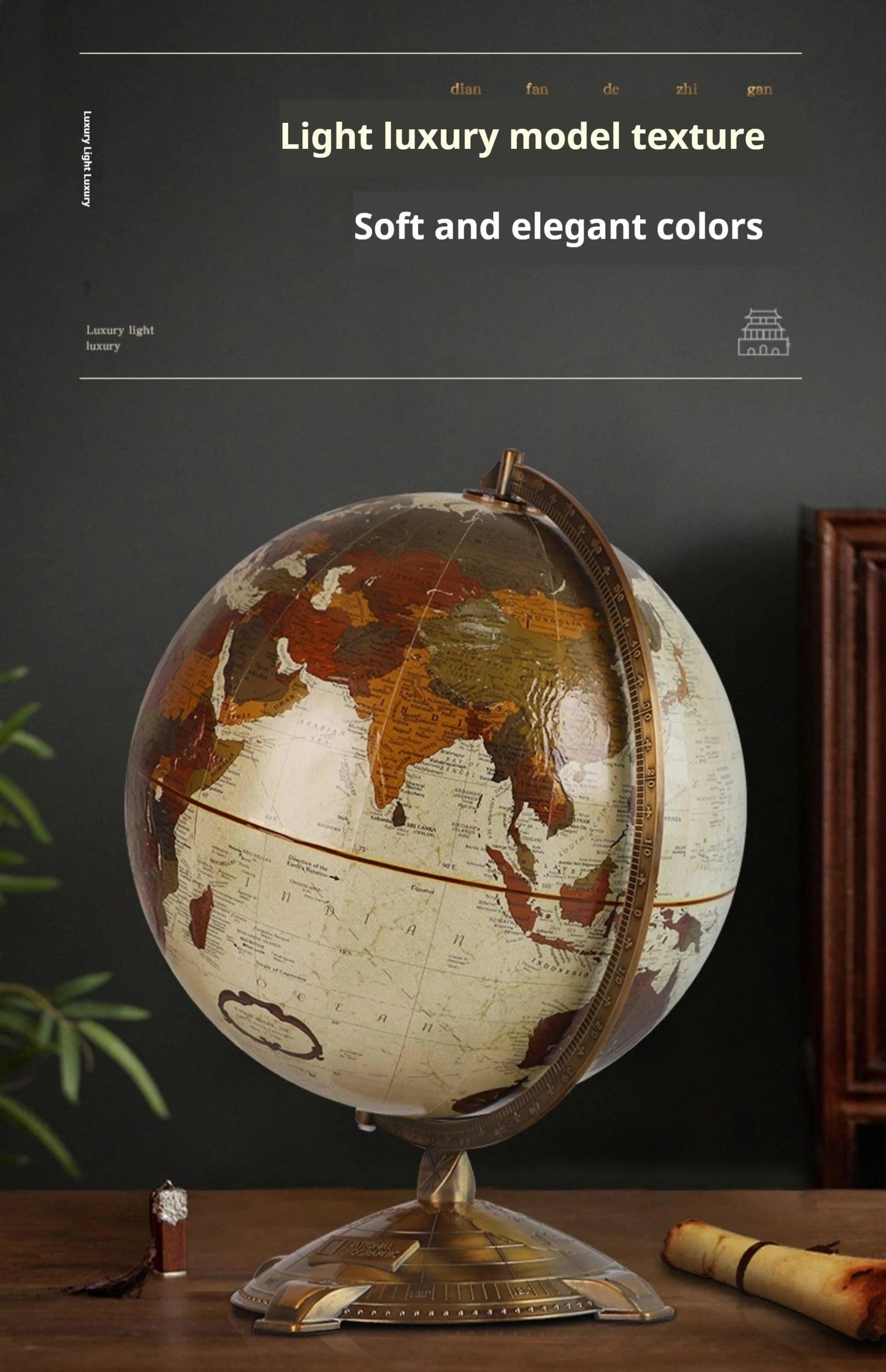 Globo terestre vintage com suporte em metal