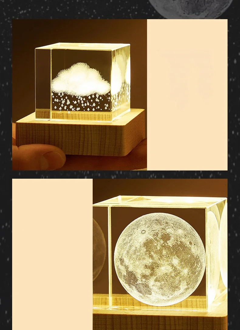 Luminária Cristal 3D – Universo em Cubo