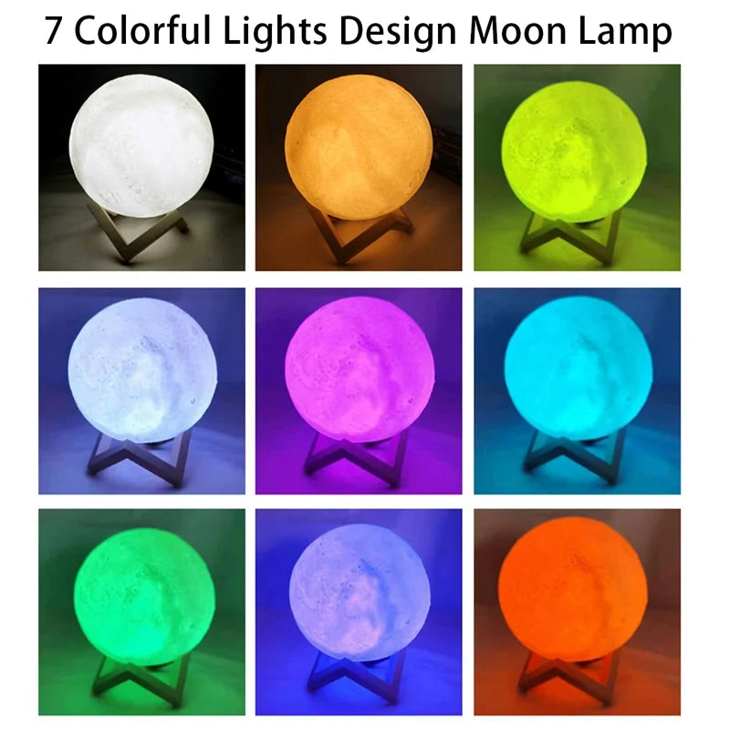 Luminária Lua Realista 3D – Atmosfera Aconchegante com Estilo