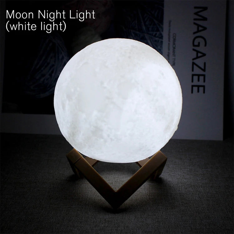 Luminária Lua Realista 3D – Atmosfera Aconchegante com Estilo