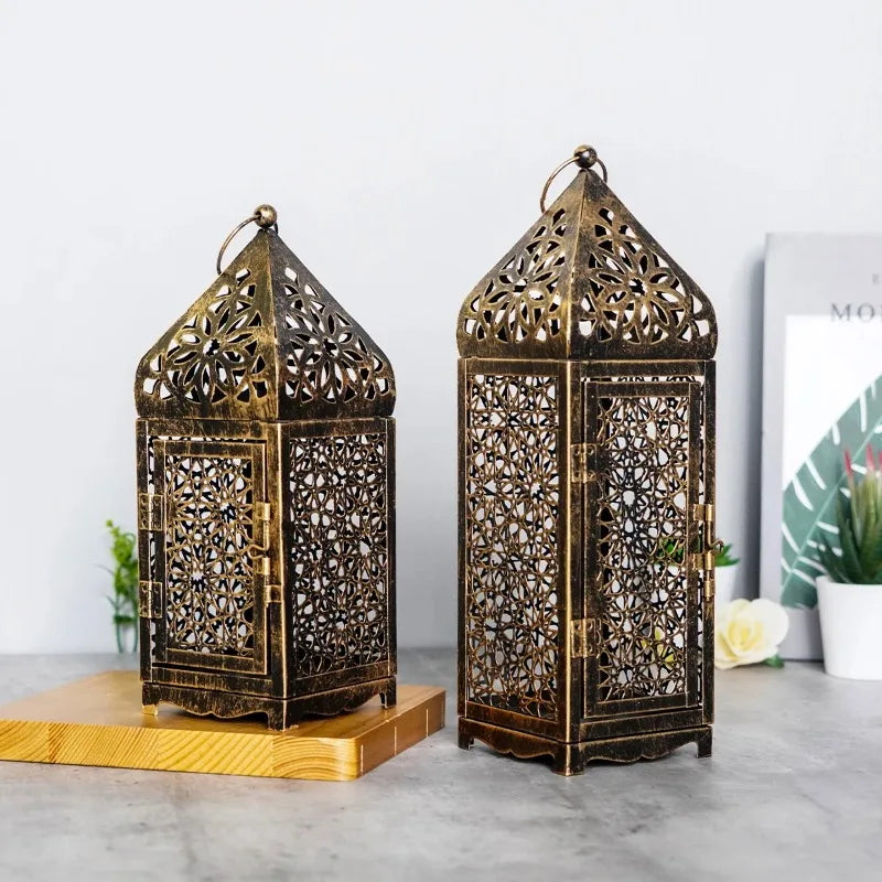 Lanterna Árabe Vintage em Metal – Estilo Oriente Médio, Sem Vela