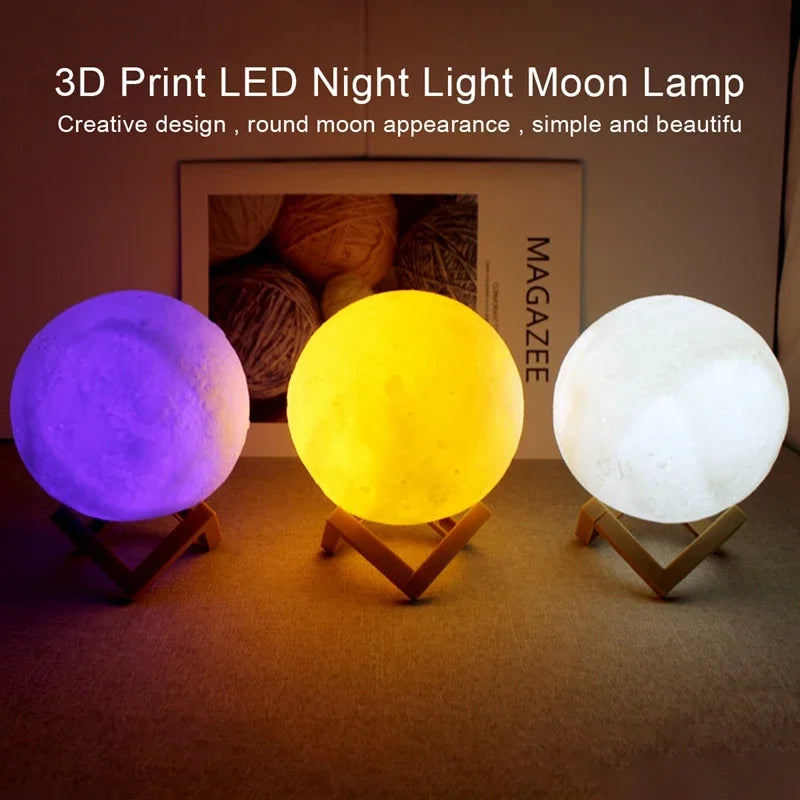Luminária Lua Realista 3D – Atmosfera Aconchegante com Estilo