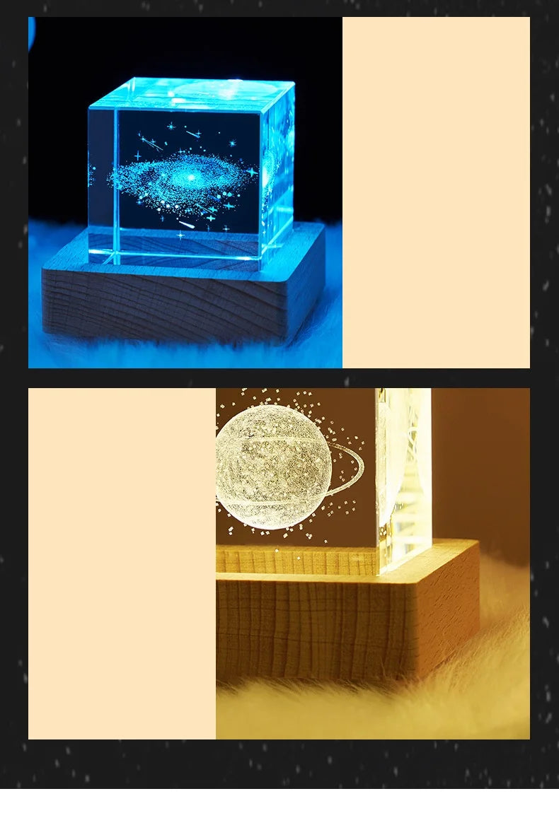 Luminária Cristal 3D – Universo em Cubo