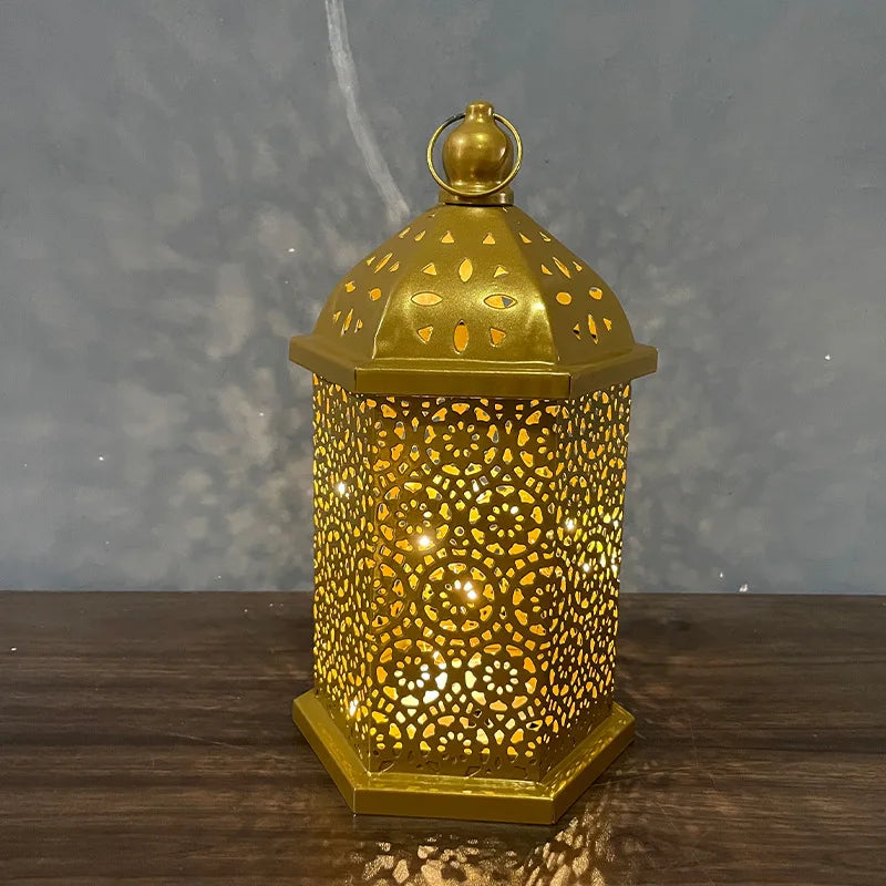 Lanterna Árabe Vintage em Metal – Estilo Oriente Médio, Sem Vela
