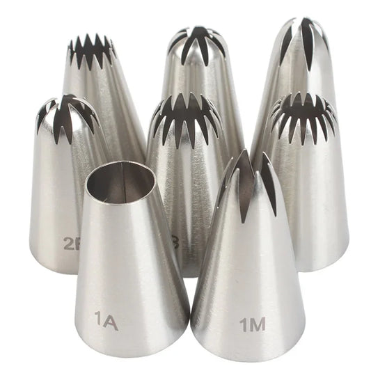 Kit Bicos de Confeitar Inox 8 Peças – Decoração Profissional para Bolos e Doces