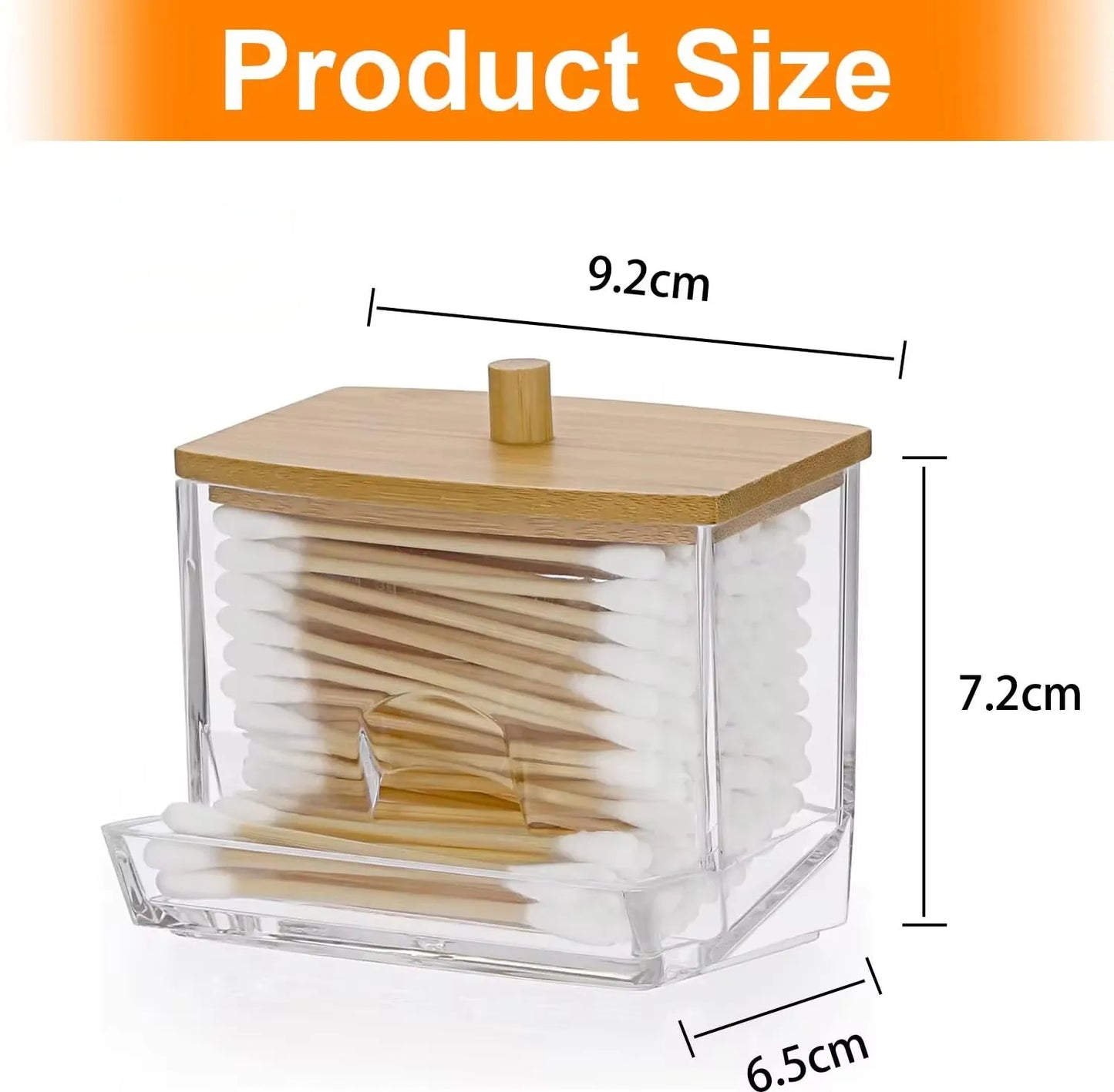 Porta Cotonete com Tampa de Bambu