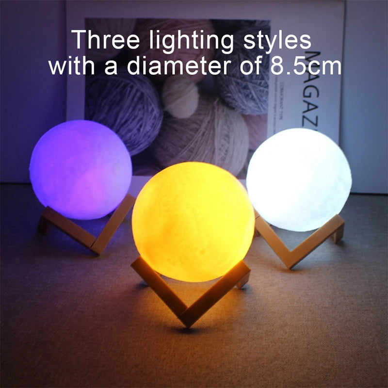 Luminária Lua Realista 3D – Atmosfera Aconchegante com Estilo