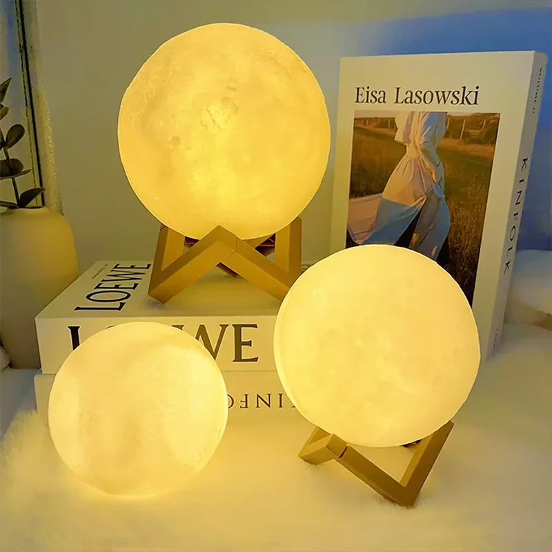 Luminária Lua Realista 3D – Atmosfera Aconchegante com Estilo