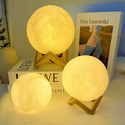 Luminária Lua Realista 3D – Atmosfera Aconchegante com Estilo