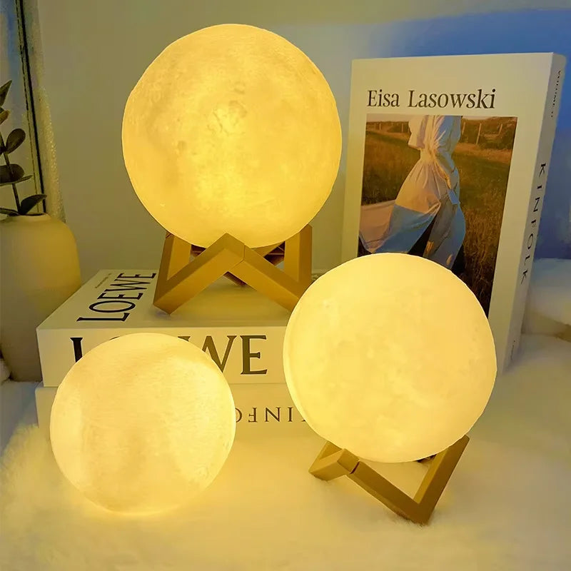 Luminária Lua Realista 3D – Atmosfera Aconchegante com Estilo