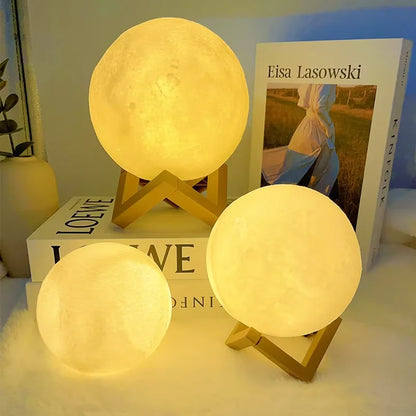 Luminária Lua Realista 3D – Atmosfera Aconchegante com Estilo