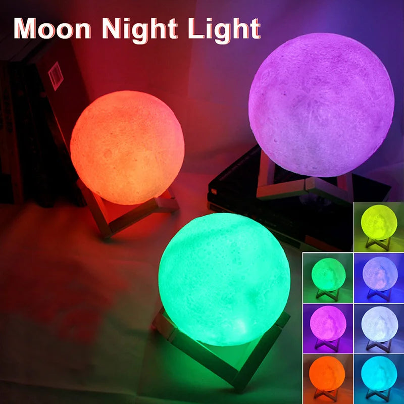 Luminária Lua Realista 3D – Atmosfera Aconchegante com Estilo