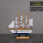 Mini Veleiro Decorativo em Madeira – Barco Estilo Mediterrâneo com LED (16–20cm)