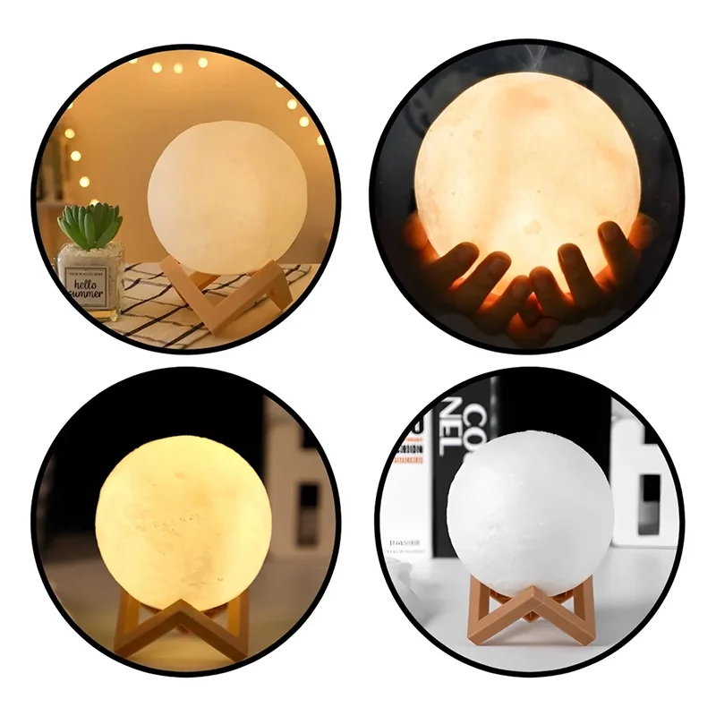 Luminária Lua Realista 3D – Atmosfera Aconchegante com Estilo