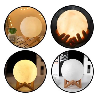 Luminária Lua Realista 3D – Atmosfera Aconchegante com Estilo