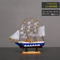 Mini Veleiro Decorativo em Madeira – Barco Estilo Mediterrâneo com LED (16–20cm)