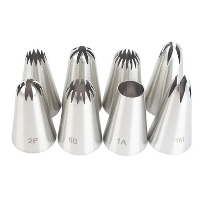 Kit Bicos de Confeitar Inox 8 Peças – Decoração Profissional para Bolos e Doces