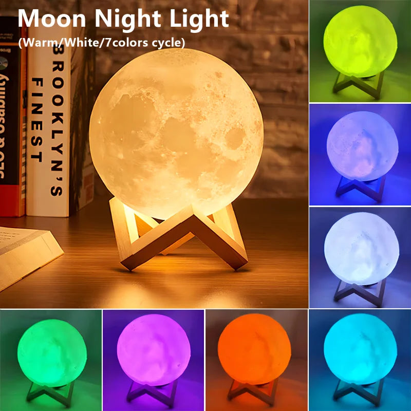 Luminária Lua Realista 3D – Atmosfera Aconchegante com Estilo
